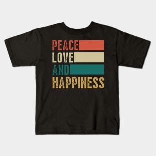 Peace Love Happiness Kids T-Shirt